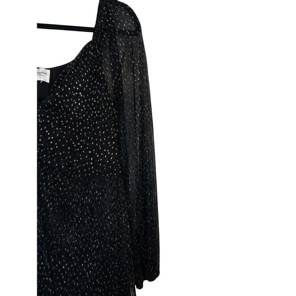 Hayden Women's Nero Polka Dot Gothic Sheer Sleeve Maxi Dress Size XL Black Gold - Picture 3 of 8